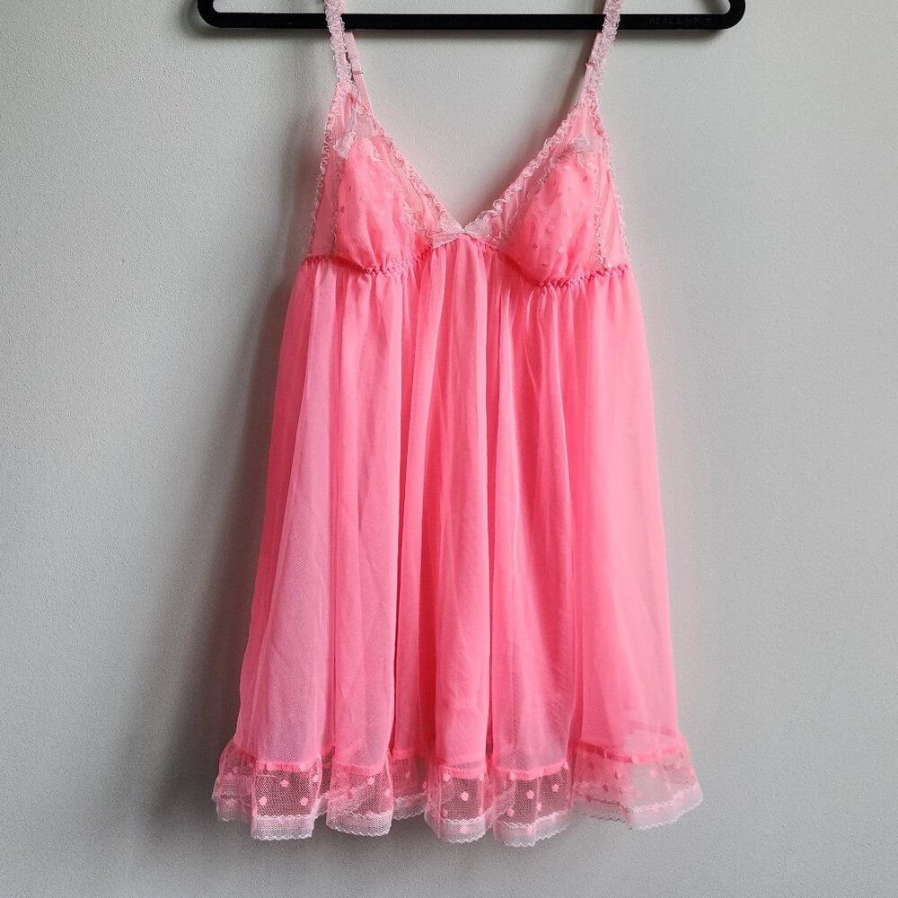 Bubblegum Pink Babydoll Chemise & Cheeky Undies Set, Size M